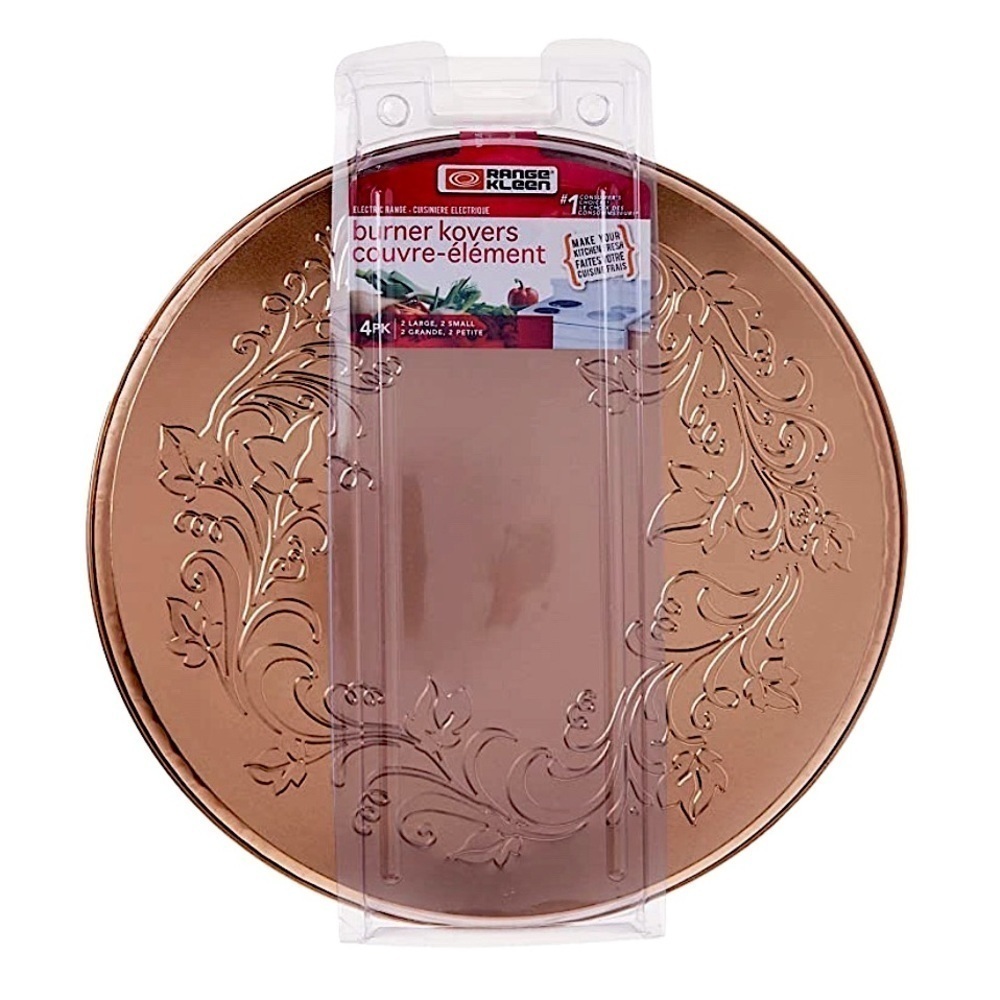 Copper Stove Burner Covers Embossed Ivy By Range Kleen Set of 4 - Picture 2 of 13